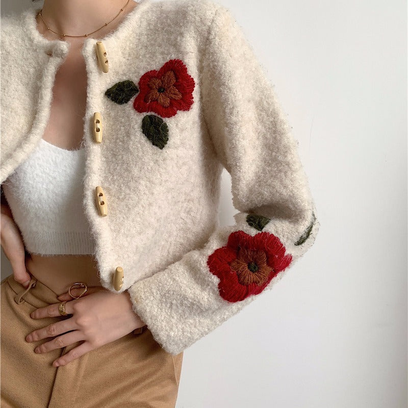 Brodert strikkecardigan