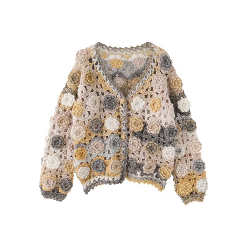 Heklet cardigan med blomster