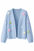 Strikkecardigan med blomsterdetaljer