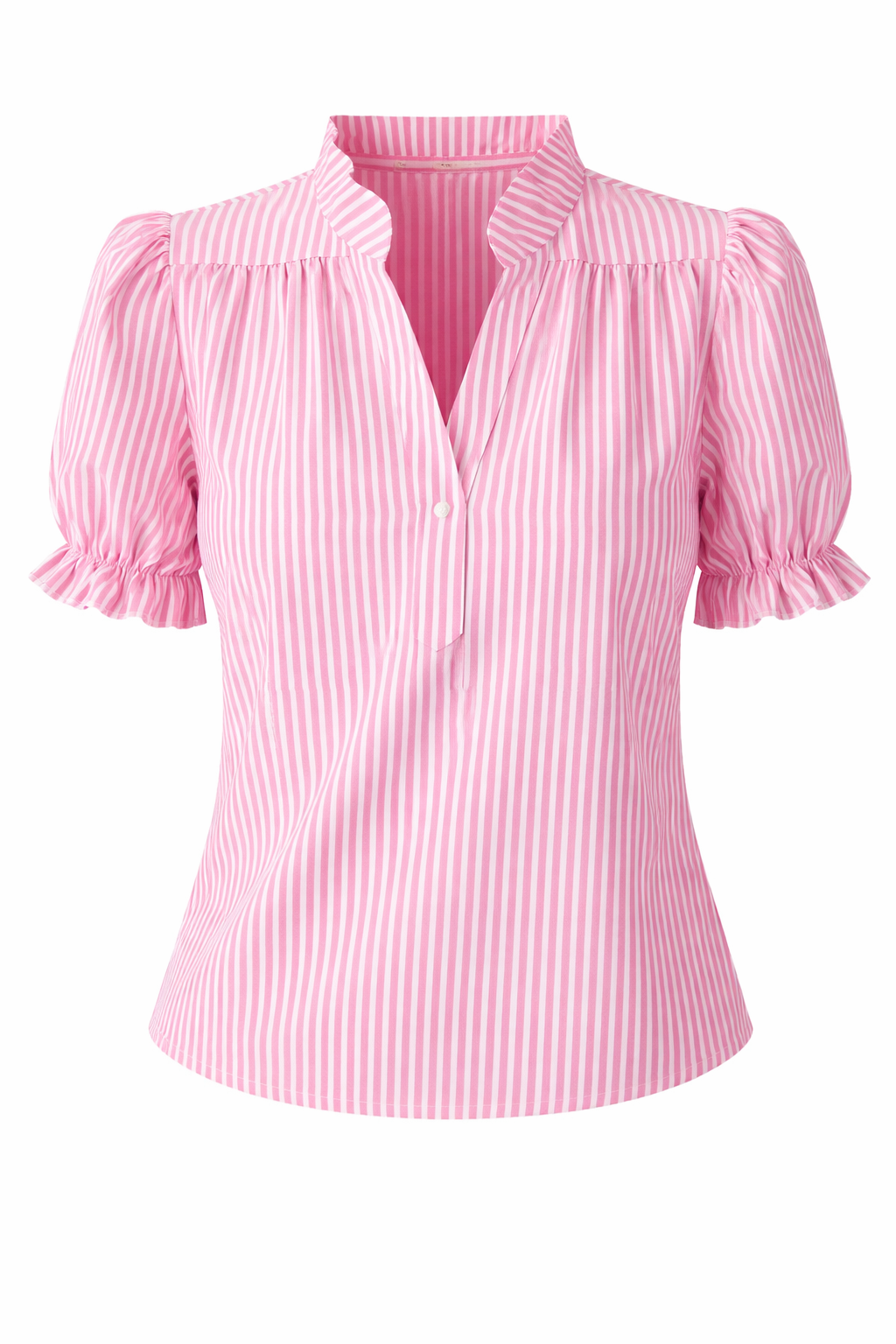 Stripet bluse med korte ermer