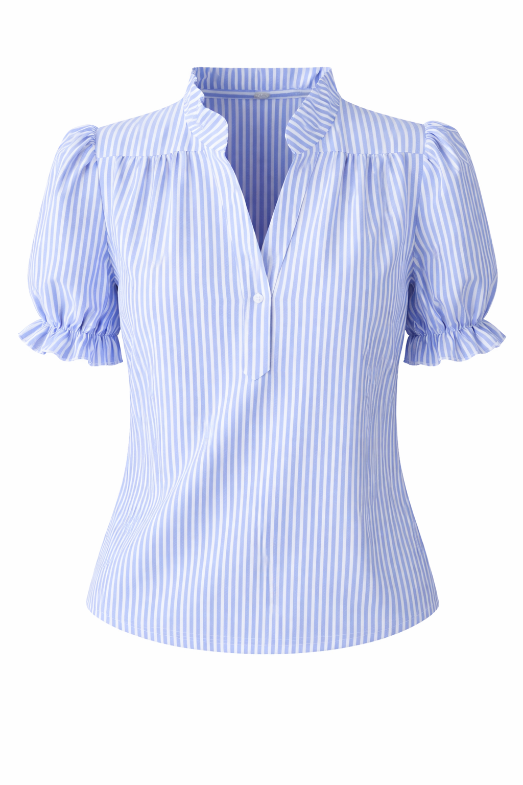 Stripet bluse med korte ermer