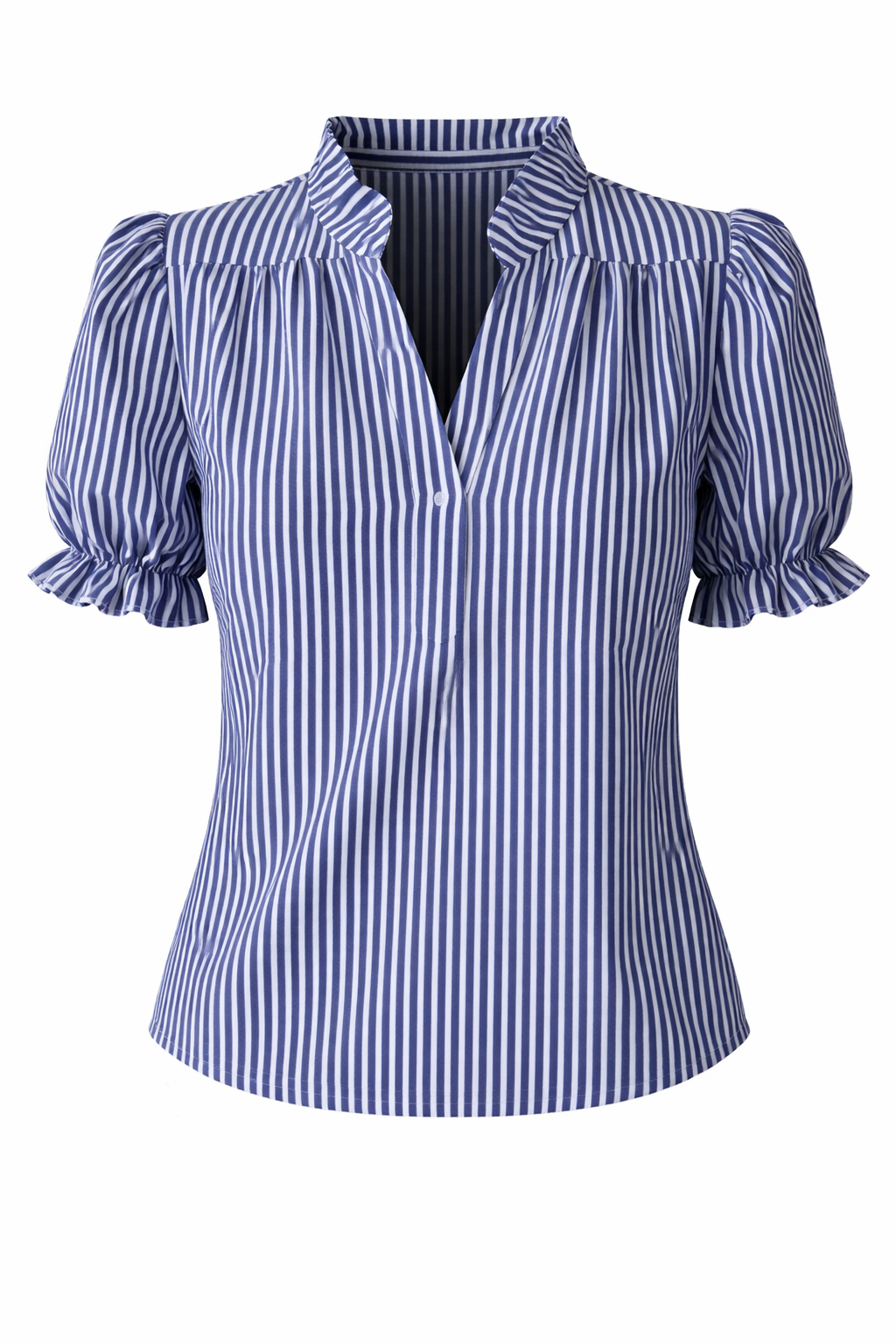 Stripet bluse med korte ermer