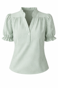 Stripet bluse med korte ermer