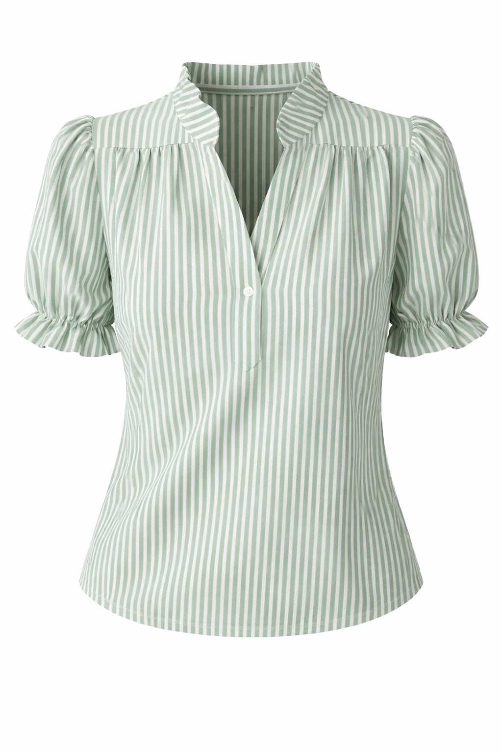 Stripet bluse med korte ermer