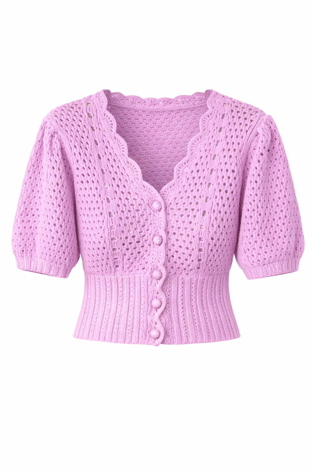 Kortermet cardigan i hullstrikk