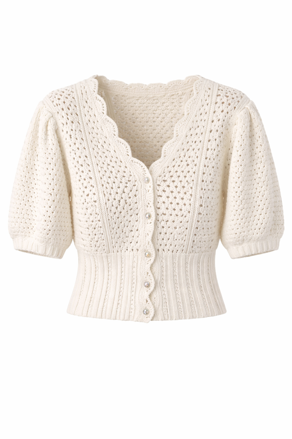Kortermet cardigan i hullstrikk