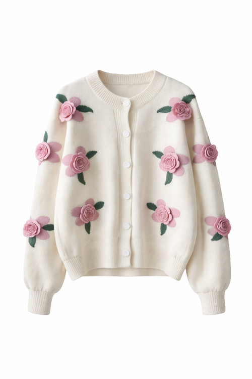 Cardigan med blomster