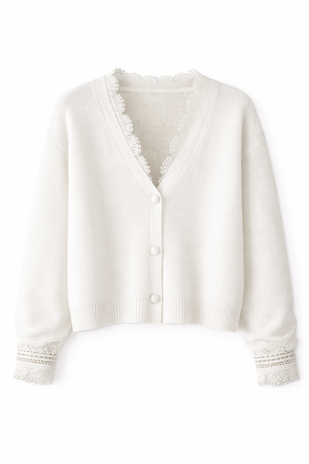 Cardigan med blondekant