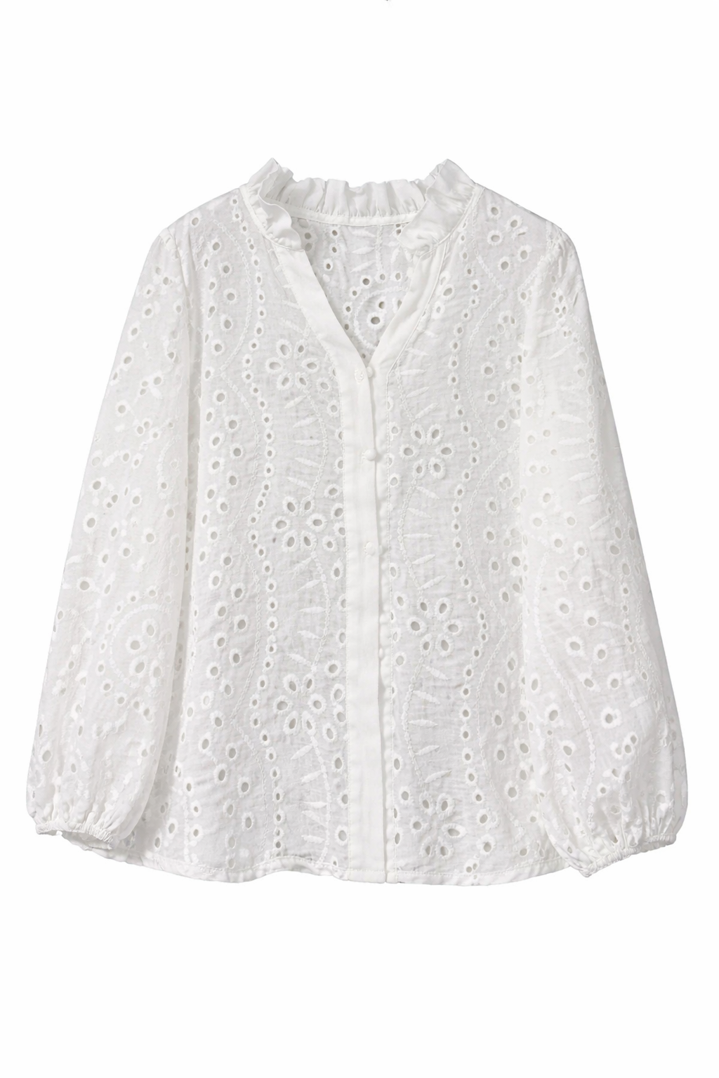 Bluse med hullbroderi