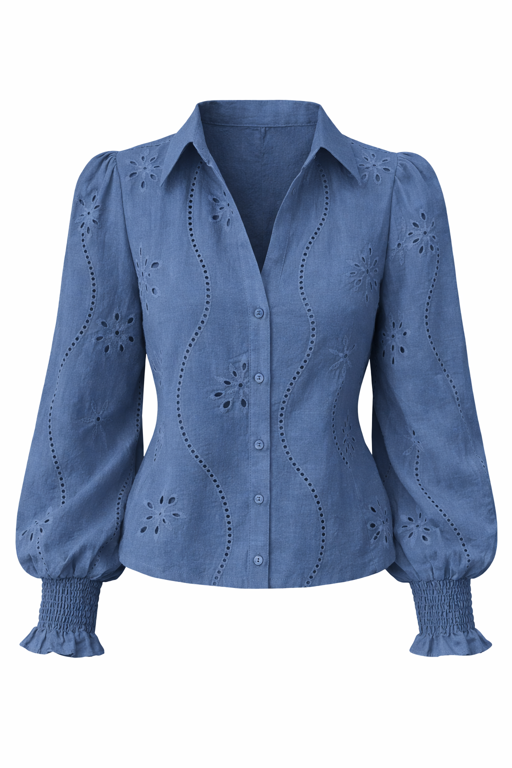 Figursydd bluse med hullmønster