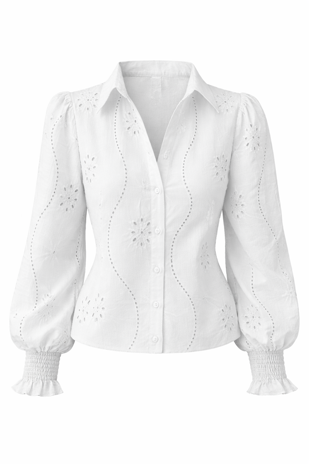 Figursydd bluse med hullmønster