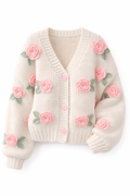Strikkecardigan med rosedetaljer